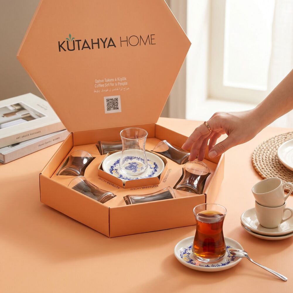 KÜTAHYA HOME MAVİ SARAY DESENLİ 12 PARÇA ÇAY SETİ