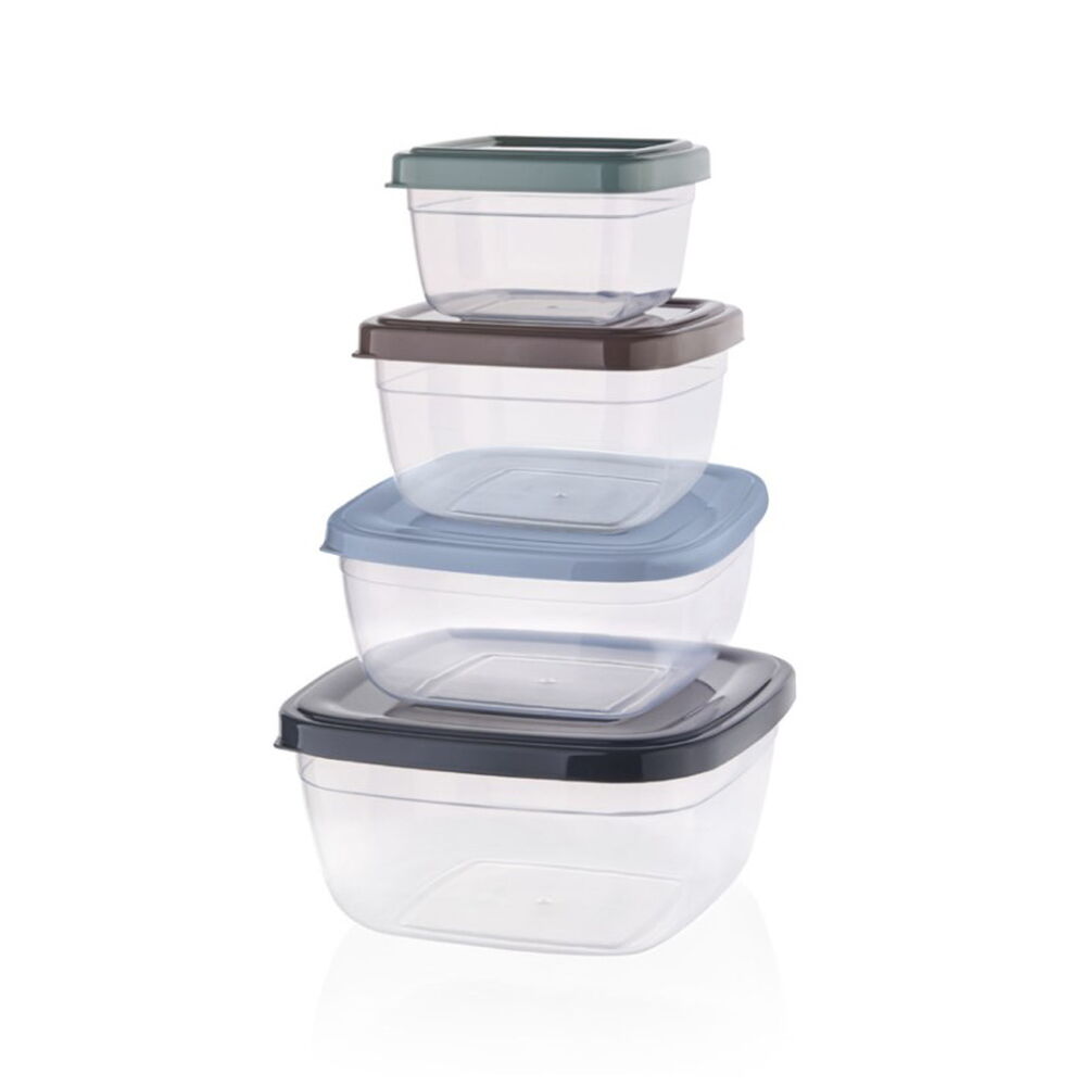 QS QUA COLOR KARE 4'LÜ SAKLAMA KABI SETİ (2400ml/1500ml/900ml/500ml)