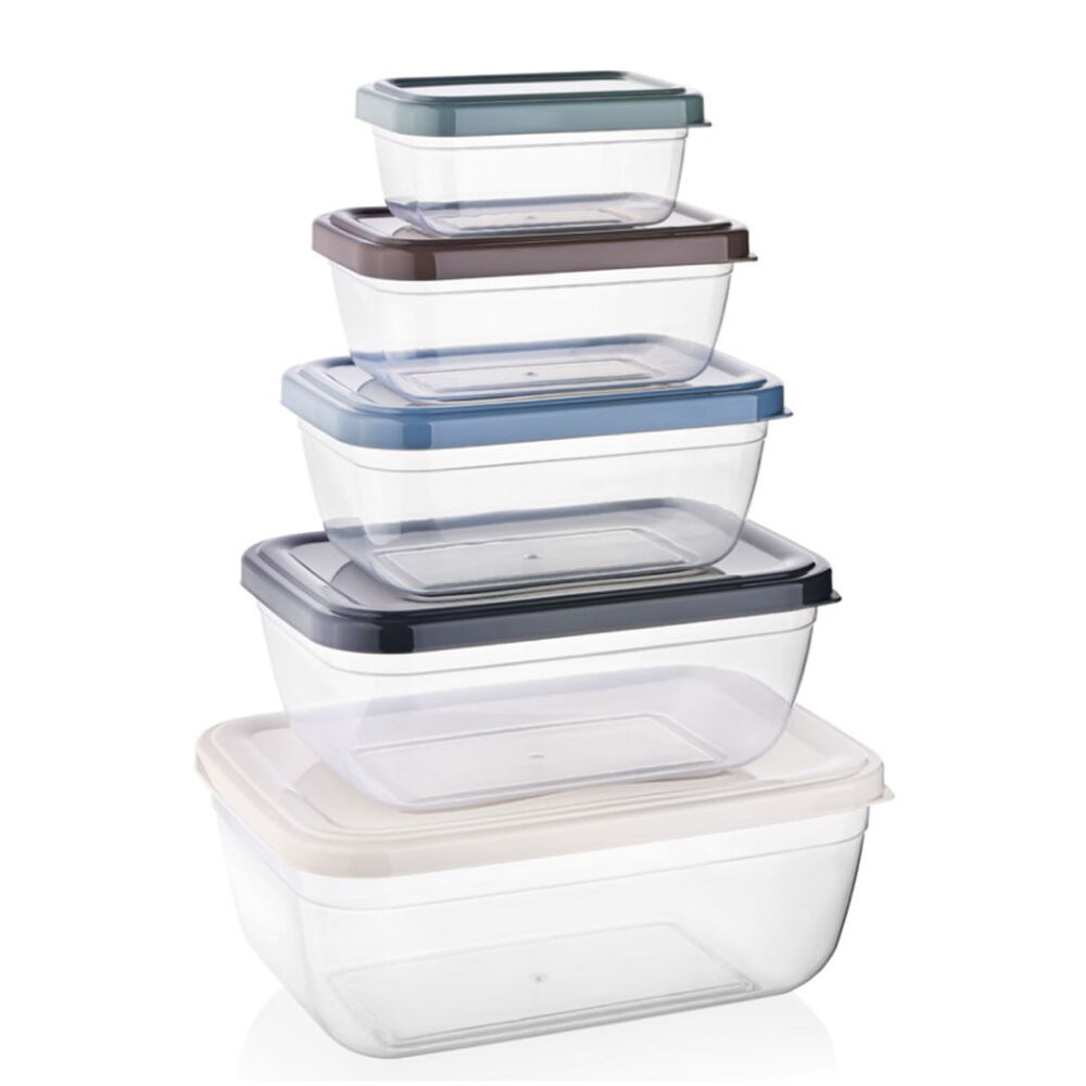 QS QUA COLOR DİKDÖRTGEN 5'Lİ SAKLAMA KABI SETİ (4000ml/2300ml/1400ml/800ml/400ml)