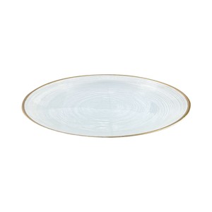  GLASSCOM ARES 28cm SERVİS TABAĞI ŞEFFAF GOLD RIM