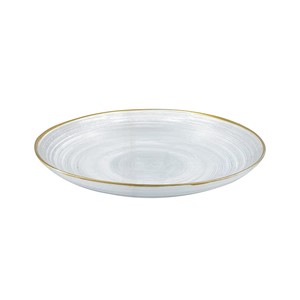  GLASSCOM ARES 21cm YEMEK TABAĞI ŞEFFAF GOLD RIM